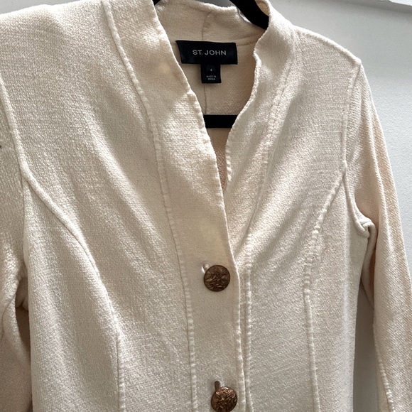 ST. John neutral cream vintage sweater jacket Sz 4 - Picture 2 of 11
